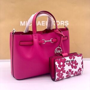 Michael Kors Carson Small Leather Satchel Crossbody and Wallet Set